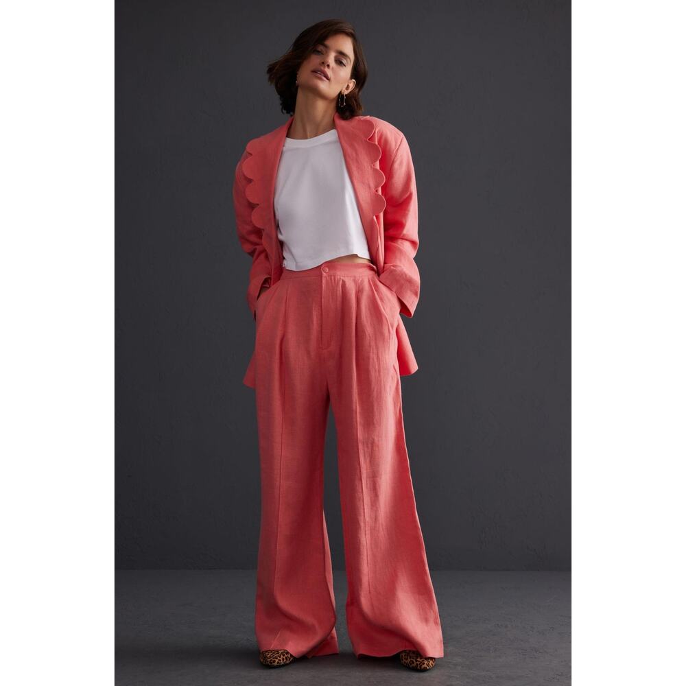 Sleeper Dynasty Linen Blazer Jacket Peach - Picture 3 of 15